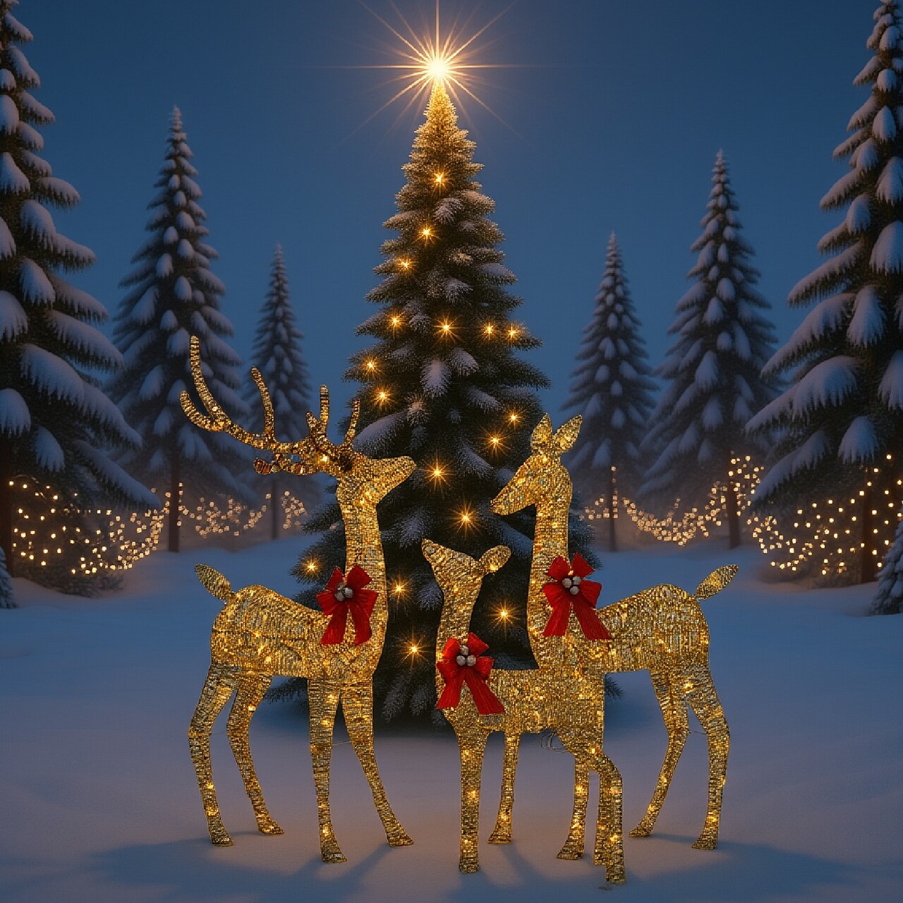Large 3 Piece LED Lighted 3D Deer Family Christmas Outdoor Decoration 80.3 × 47.3 × 36 cm